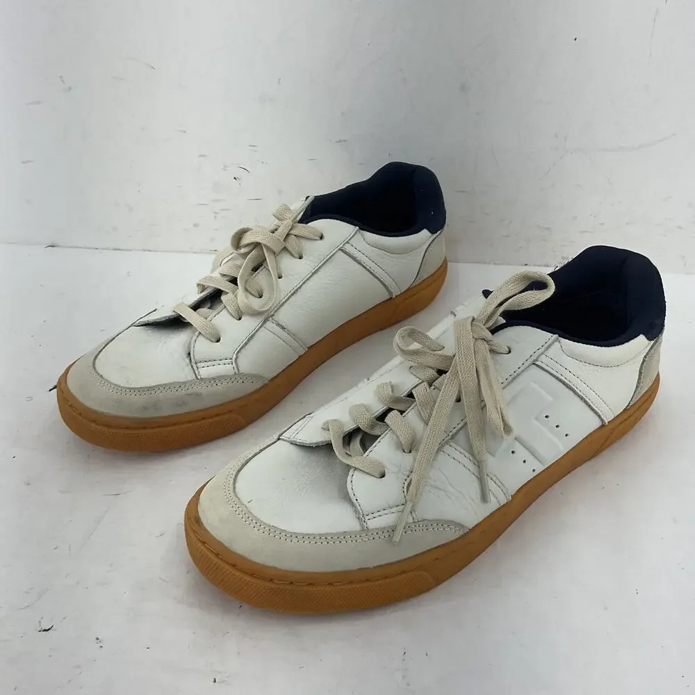 Men's Casual Leather Trainer in White with Gum Sole